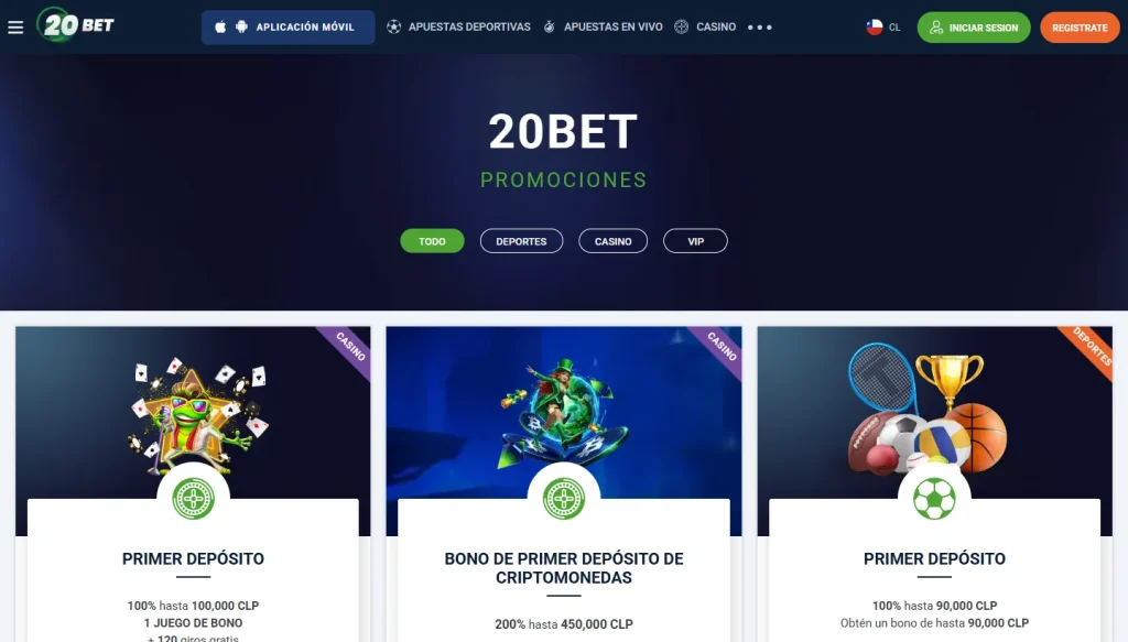 Página de promociones de 20Bet