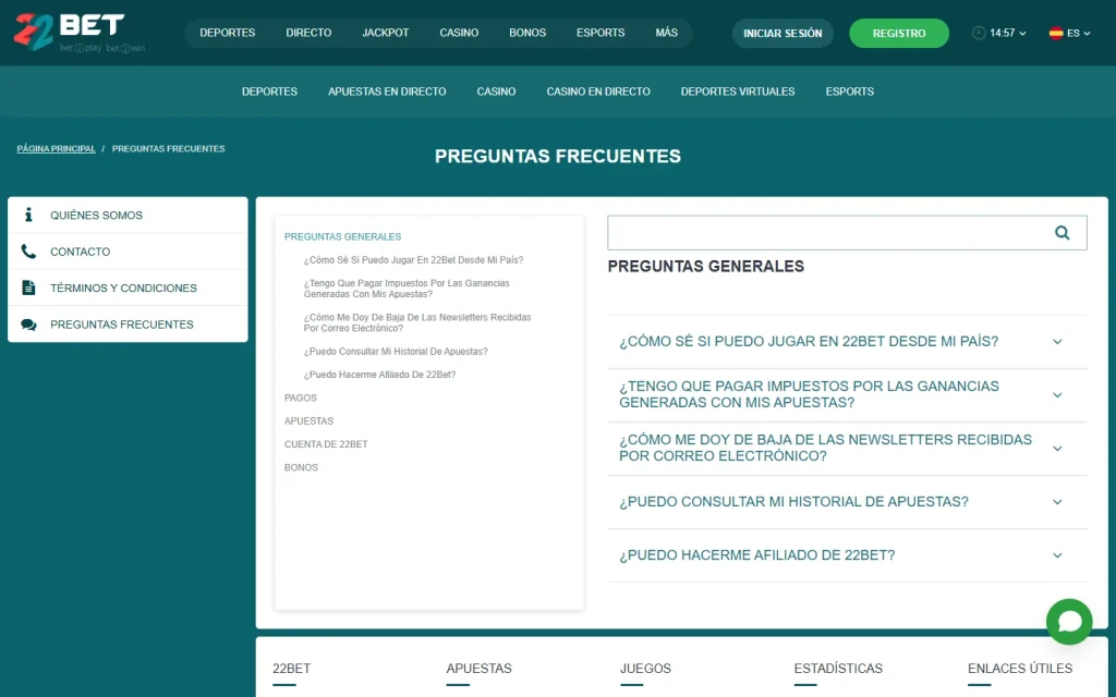 Preguntas frecuentes de 22Bet