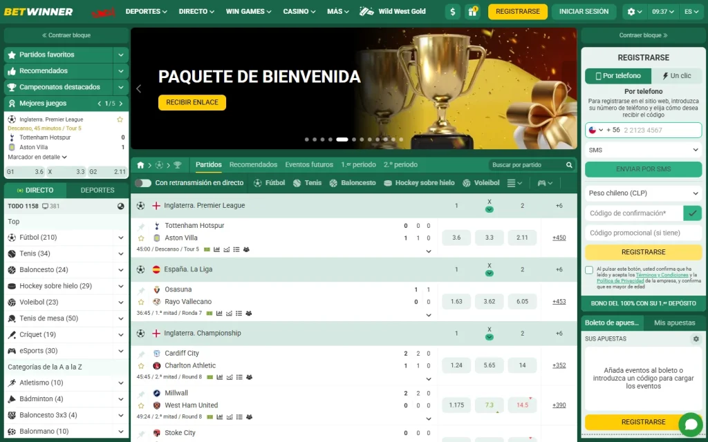Portada de Betwinner, que abre con apuestas deportivas