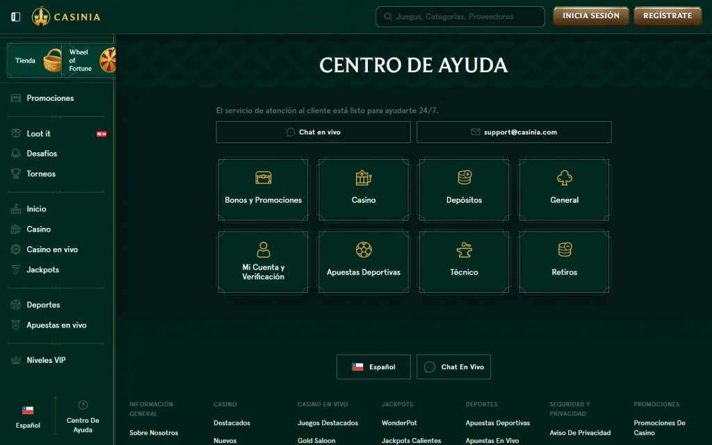 Centro de ayuda de Casinia