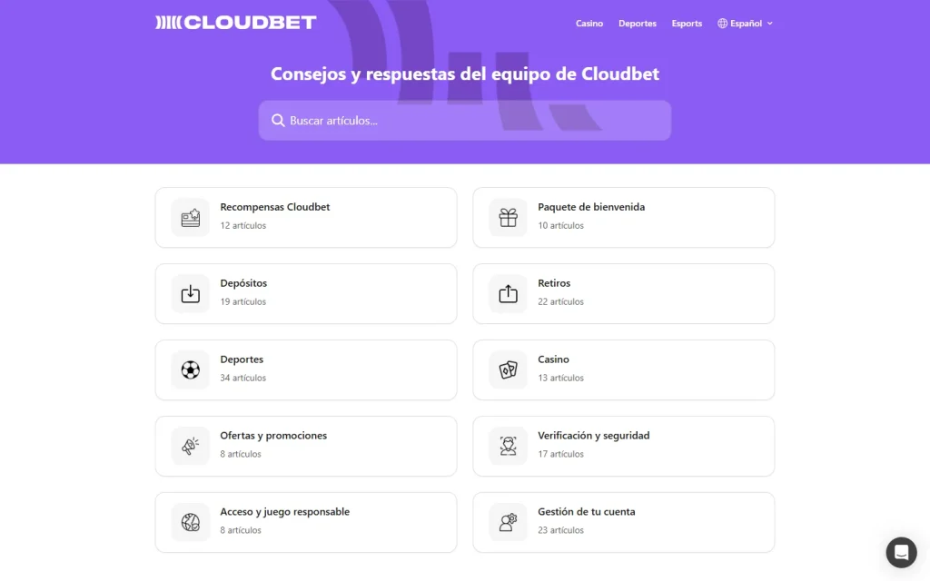 Centro de ayuda de Cloudbet