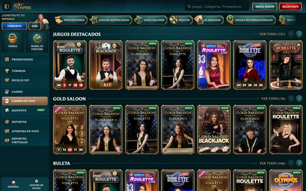 Lobby de casino en vivo de Empire