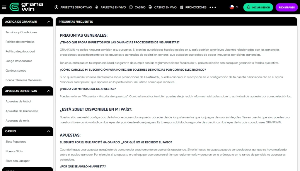 Preguntas frecuentes de GranaWin