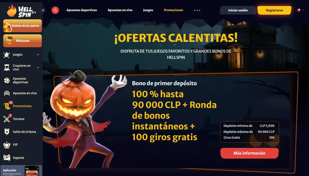 Página de promociones de HellSpin