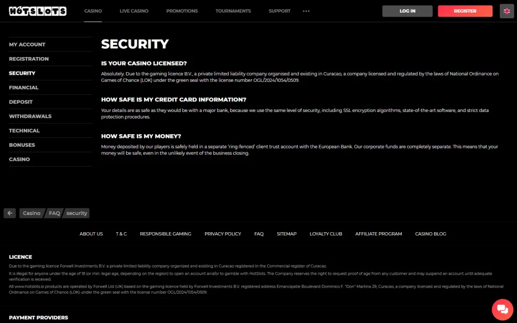 Preguntas frecuentes de seguridad de HotSlots