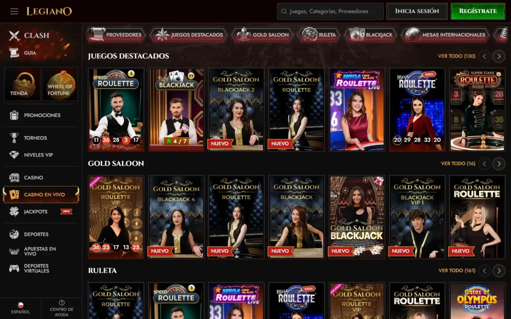 Lobby de casino en vivo de Legiano