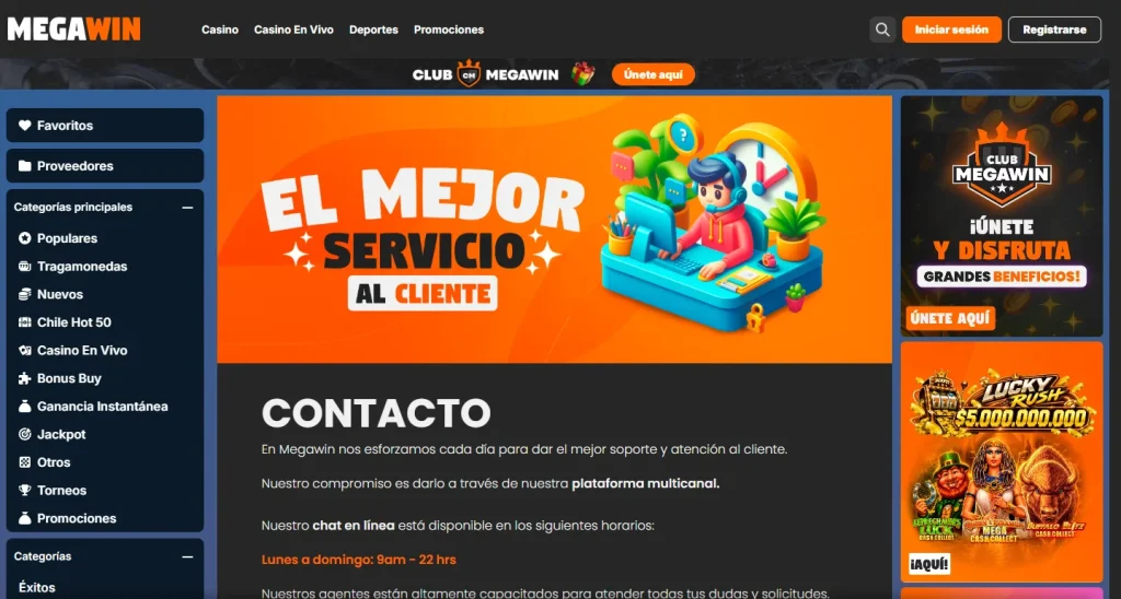 Página de contacto de Megawin
