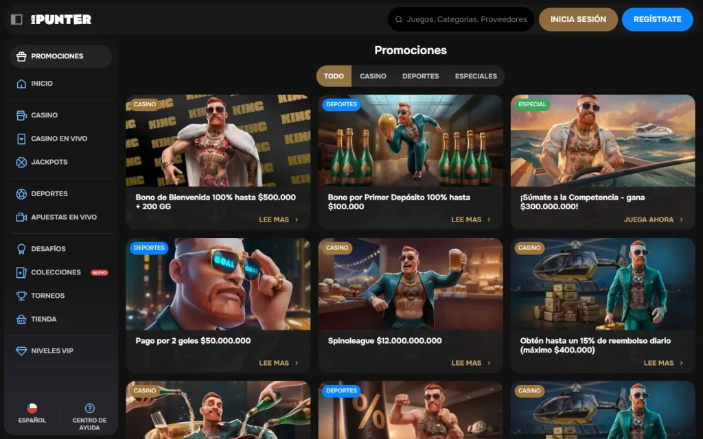 Página de promociones de MrPunter