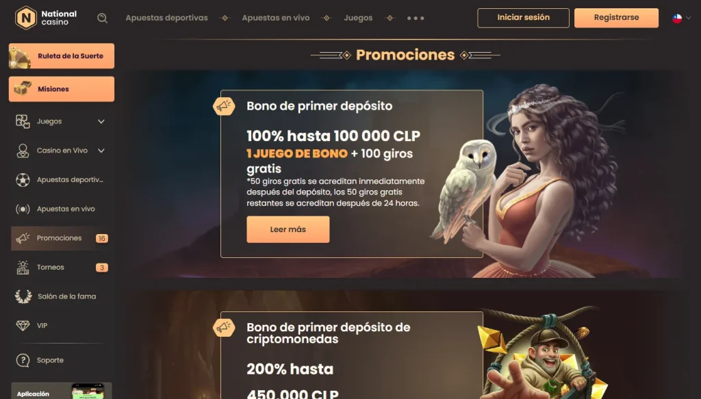 Página de promociones de National Casino