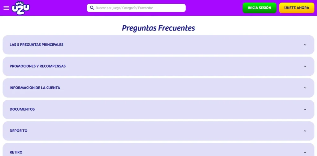 Preguntas frecuentes de PlayUZU