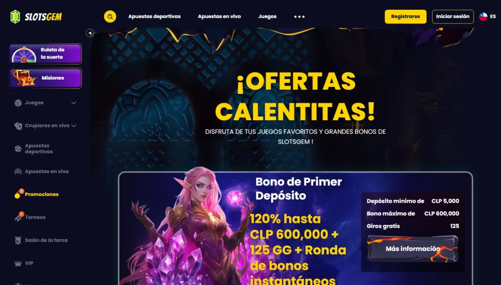 Página de promociones de Slotsgem