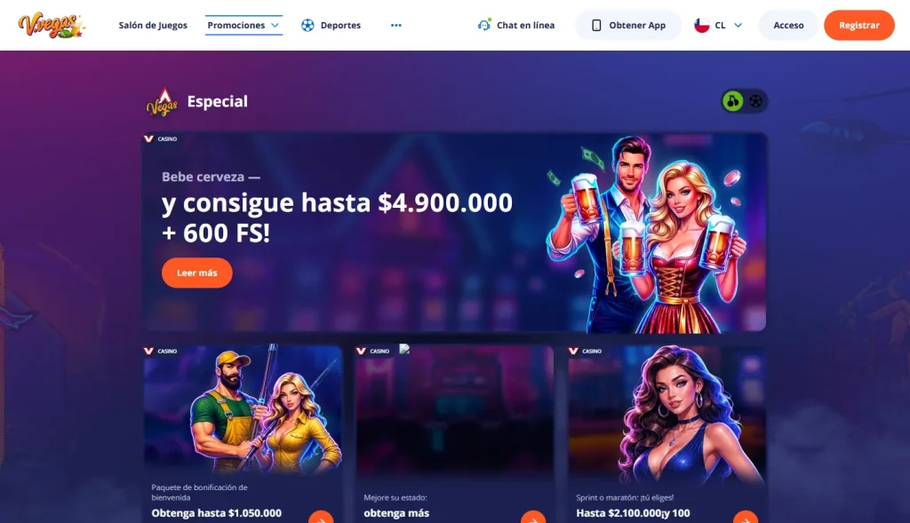 Página de promociones de Vulkan Vegas